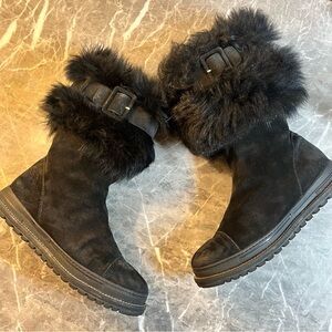Stuart Weitzman Fur Topped Suede Boots
